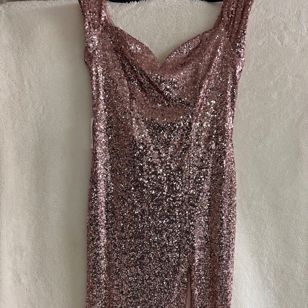 B. Darlin Pink Sequin Off Shoulder Strap Dress